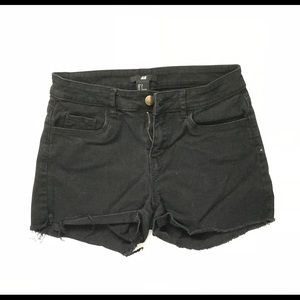 Black denim shorts